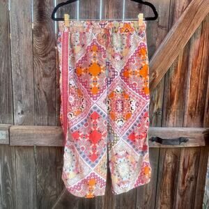 JADE Johnny Was Lucero size small silk capri PANTS orange wide leg